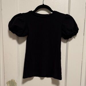 Elegant Black Puff Sleeve Tee